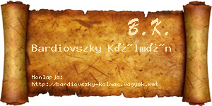Bardiovszky Kálmán névjegykártya