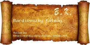 Bardiovszky Kálmán névjegykártya